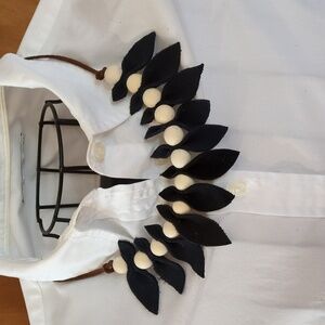 NEW! Handmade Genuine Suede Natural Wood Necklace Choker Bracelet Black #04